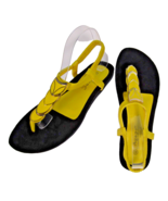 Unique Yellow Enamel Embellished Medallions Flat Thong Sandals US Size 8... - $17.77