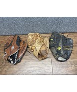 Vintage Baseball Glove Lot Of 3 Grease Pocket Wilson Easton Left Hand CV - $24.75