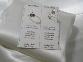 Unwritten Sterling Silver Size 7 Elephant and 4 Leaf Clover Ring Set Y598 - £24.05 GBP