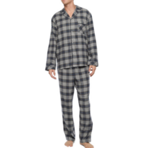 St. John&#39;s Bay Men&#39;s Flannel Pajama Set 3XL Gray Black Plaid 2 Piece New - $41.82