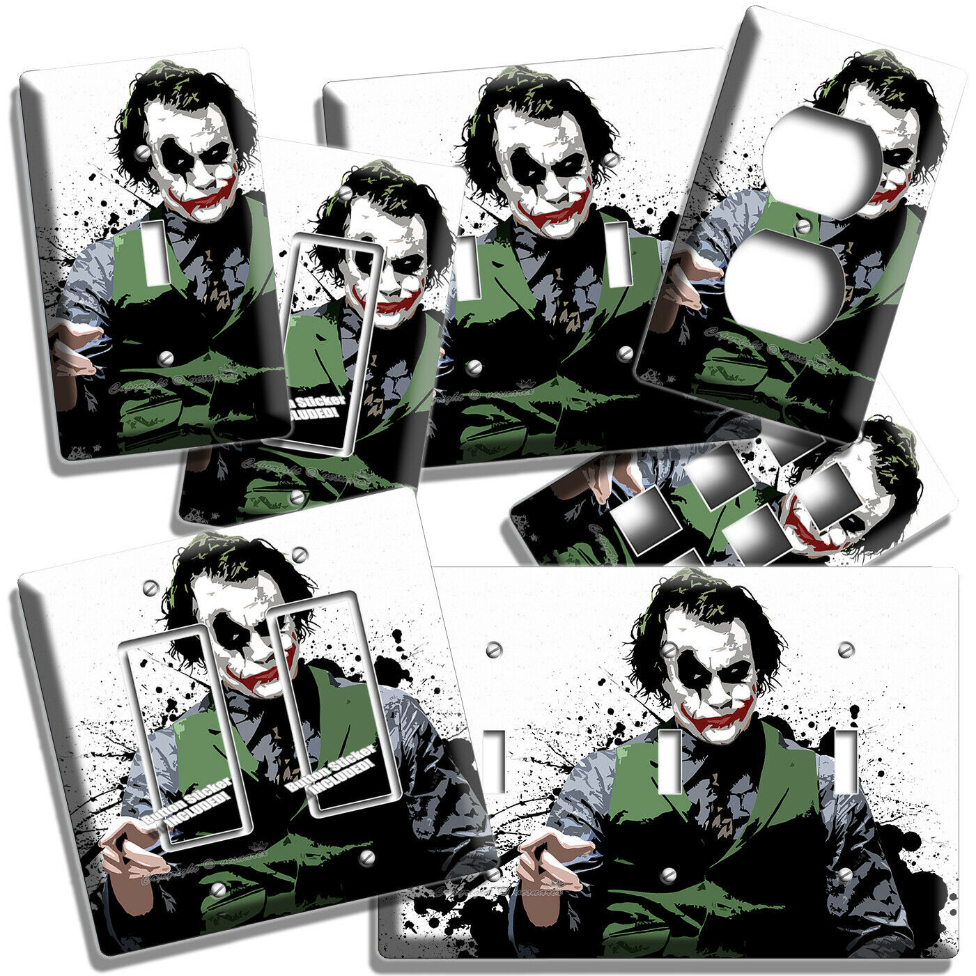 THE JOKER BATMAN DARK KNIGHT LIGHT SWITCH OUTLET WALL PLATES GAME ROOM ART DECOR