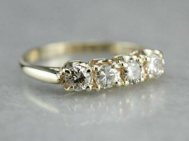 0.50 Ct  Diamond 4-Stone Stacking Ring Anniversary Band 14K Gold Finish Silver - £79.92 GBP