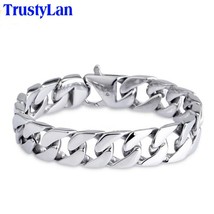 Polished 316L Stainless Steel Link Chain Bracelet Men 15MM Wide Men&#39;s Bracelets  - £24.63 GBP