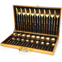 36-piece Stainless Steel Tableware Wooden Box Gift Box Set - £65.18 GBP+