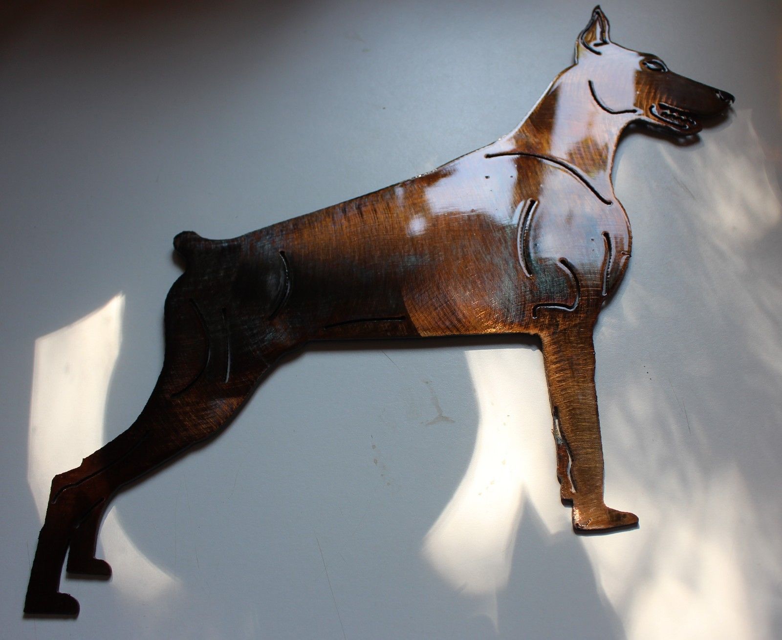 Dobermann Metal Wall Art Decor - Copper - 12" x 12