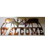 Elk Welcome Sign Metal Wall Art Decor 24&quot; wide  x 12&quot; tall - €43,02 EUR