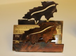 Western Metal Art Business Card Holder Leaf - $14.20