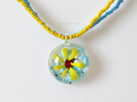 Blue & Yellow Murano Glass Pendant - $13.99