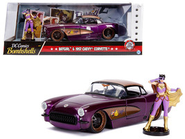 1957 Chevrolet Corvette Purple w Batgirl Diecast Figurine DC Comics Bombshells S - £39.91 GBP