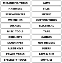 Toolbox Organizational Sticker Rounded Labels Basic Set (Inverted Colors... - $6.99