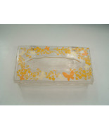 Vintage lucite acrylic tissue box  butterfly flower pattern Wolff produc... - $36.47 CAD