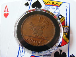 Authentic Lucky Irish 1963 One Penny Coin Poker Hand Card Protector Guard - £4.73 GBP