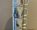 Beatrix Potter Peter Rabbit Tea Cup Mugs Stackable stacked Set Of  4 New - $44.99