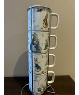 Beatrix Potter Peter Rabbit Tea Cup Mugs Stackable stacked Set Of  4 New - £35.37 GBP