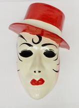 D&#39;losantos Paper Mache Face Mask Sculpture Signed Mardi Gras Wall Art Tie Rare - £71.20 GBP