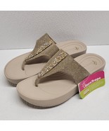 Bare Traps Garnett Gold Thong Wedge Sandals Womens Size 10 Glitter NEW! - $54.35