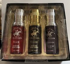 Beverly Hills Polo Club Body Spray Coll 3 Pc Set Men Blaze, Classic, Cha... - $24.74