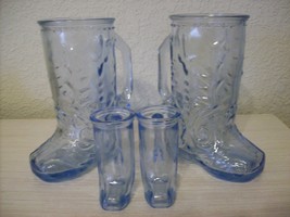 Libbey Of Mexico Western Glass Cowboy Boots Stein/Mugs and Shoot Glasses - $45.00