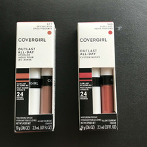 (2) Covergirl Outlast Longwear Lipstick+TOPCOAT 24HR (1) Dp Cool (1) Spc... - $11.00
