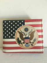 USA Flag The Great Seal Bi-Fold Men&#39;s Leather Wallet Printed Comes in Gift Box - £7.63 GBP