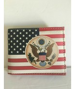 USA Flag The Great Seal Bi-Fold Men&#39;s Leather Wallet Printed Comes in Gi... - $13.02 CAD