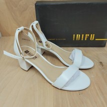 IDIFU Womens High Heel Ankle Strap Shoes Size 5.5 White Strappy Chunky - £18.75 GBP