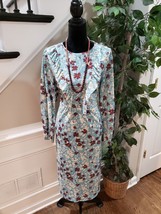 Zara Women Blue Floral Polyester Round Neck Long Sleeve Knee Length Dress Size M - £23.27 GBP