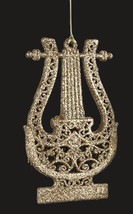 Kurt S. Adler Glittered Gold Filigree Harp Musical Instrument Christmas Ornament - £7.81 GBP