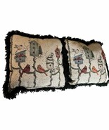 2 Cottagecore  Countrycore Cardinals/Birdhouses Tapestry Throw Pillows 1... - $30.84