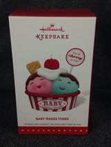 Hallmark Keepsake Ornament Baby Makes Three! Christmas 2015 Ice Cream Family New - £7.87 GBP