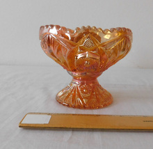 Vintage Imperial Glass Iridescent Carnival Hobstar and Tassel Marigold C... - £16.03 GBP
