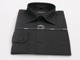 Mens Milani dress shirt soft cotton Blend easy wash business long sleeves Black image 2