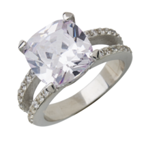 3CT Cuscino LC Moissanite Fidanzamento Solitario Anello 14k Argento Placcato Oro - £176.41 GBP