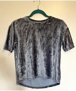 Art Class Girls Top Size L (10-12) Blue Gray Velour High Low Short Sleeve - $225.80 MXN