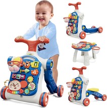 5 In 1 Baby Push Walker For Baby Boy, Activity Center Learning To Walk,, Blue - £62.11 GBP