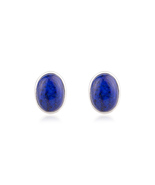 Oval Blue Lapis Lazuli Gemstone Stud Earring Statement Stud Earring Gift... - $80.00