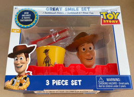 Toy Story Woody Travel Child Toothbrush, Holder &amp; Rinse Cup 3pc Smile Set New - £7.97 GBP
