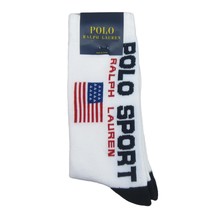 Polo Ralph Lauren Sport USA Flag Crew Socks Mens Size 6-13 White (1 PAIR... - £10.95 GBP