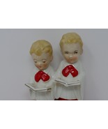 Two Choir Boy Figurines with Hymnals in Red and White Robes - £22.90 GBP