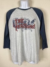 Crazy Train Men Size L White/Blue The Heartland Raglan T Shirt 3/4 Sleeve - $7.08