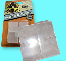 4 pieces  - 1&quot; Pre-Cut Squares Gorilla Tough &amp; Clear Double Sided Mounting Tape - £3.16 GBP