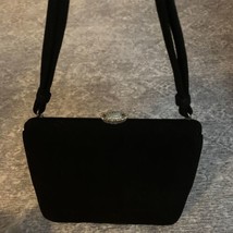 Vintage 1950s 60s Coblentz Handbag Evening Bag Black Permasuede Silver Clasp - $39.59