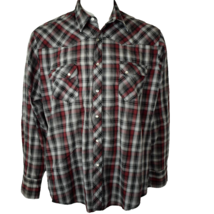 Wrangler Wrancher Mens XL Long Sleeve Plaid Snap Closure Shirt - £15.93 GBP