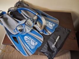 U.S. Diver Snorkeling Set – Blue L/XL Flippers &amp; Mask with Mesh Carry Case - $370.68 MXN