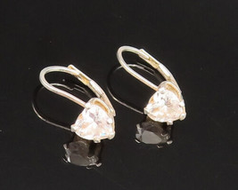 925 Silver - Vintage Dainty Cubic Zirconia Love Heart Drop Earrings - EG11920 - £20.68 GBP