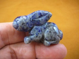 (Y-BUN-SI-561) little Blue gray BUNNY RABBIT gemstone STONE carving gem ... - £11.10 GBP