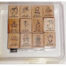 Vintage Stampin&#39; Up! A Little Love Set Of 12 Wood Mounted Rubber Stamp Retired - £35.83 GBP