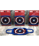 3ea Captain America Marvel Fabric Face Masks Kids Ages 4 &amp; Up-BRAND NEW-... - £7.80 GBP