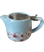 Alfred Tea Room Blue Cherry Blossom Floral Ceramic Stainless Steel Teapot - £12.93 GBP