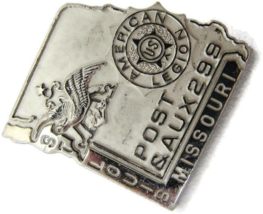 American Legion Sterling Silver 925 Tie Tack St. Louis Missouri Post 299 Vintage - £51.27 GBP